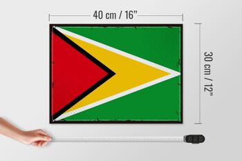 Panneau en bois drapeau de Guyane 40x30cm, drapeau rétro de Guyane, panneau décoratif 4