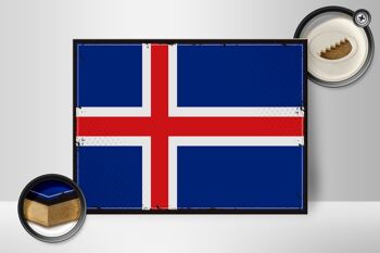 Panneau en bois drapeau de l'islande, 40x30cm, drapeau rétro de l'islande, panneau décoratif 2