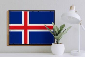 Panneau en bois drapeau de l'islande, 40x30cm, drapeau rétro de l'islande, panneau décoratif 3