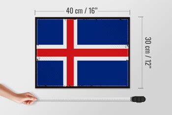 Panneau en bois drapeau de l'islande, 40x30cm, drapeau rétro de l'islande, panneau décoratif 4