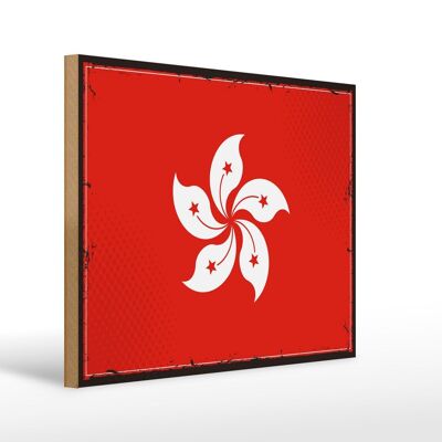 Holzschild Flagge Hongkongs 40x30cm Retro Flag Hong Kong child