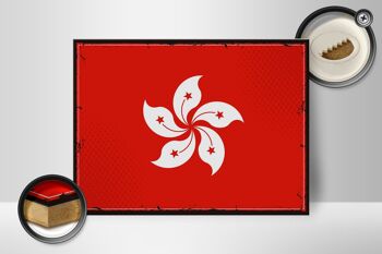 Panneau en bois drapeau de Hong Kong 40x30cm Drapeau Rétro Hong Kong enfant 2