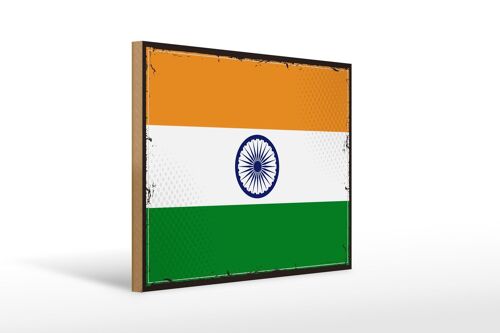 Holzschild Flagge Indiens 40x30cm Retro Flag of India Deko Schild