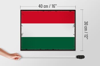 Panneau en bois drapeau de la Hongrie 40x30cm, drapeau rétro de la Hongrie, panneau décoratif 4