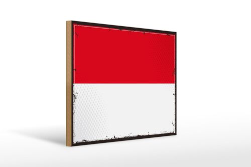 Holzschild Flagge Indonesiens 40x30cm Retro Flag Indonesia Schild