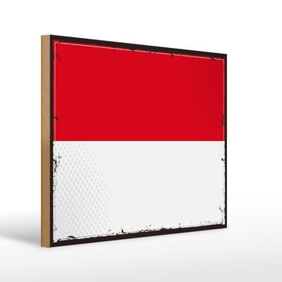 Cartello in legno Bandiera dell'Indonesia 40x30 cm Cartello con bandiera retrò dell'Indonesia