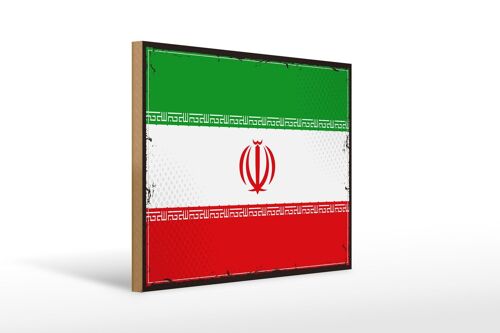 Holzschild Flagge Iran 40x30cm Retro Flag of iran Holz Deko Schild