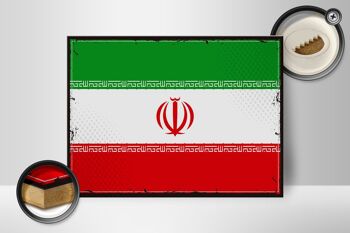 Panneau en bois drapeau de l'iran 40x30cm, drapeau rétro de l'iran, panneau décoratif en bois 2