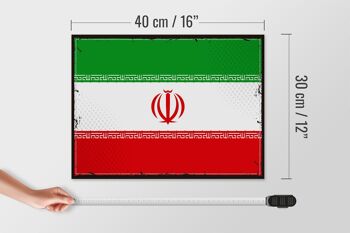 Panneau en bois drapeau de l'iran 40x30cm, drapeau rétro de l'iran, panneau décoratif en bois 4