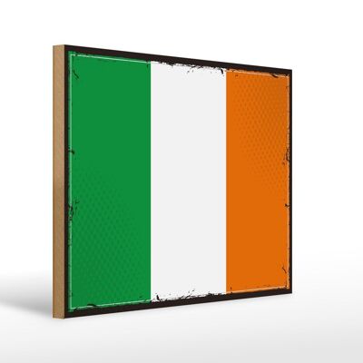 Letrero de madera Bandera de Irlanda 40x30cm Bandera Retro de Irlanda Letrero decorativo