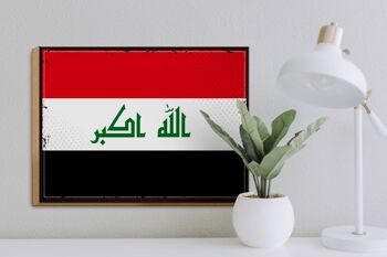 Panneau en bois drapeau de l'irak 40x30cm, drapeau rétro de l'irak, panneau décoratif en bois 3