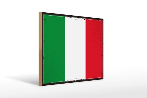 Holzschild Flagge Italiens 40x30cm Retro Flag of Italy Deko Schild