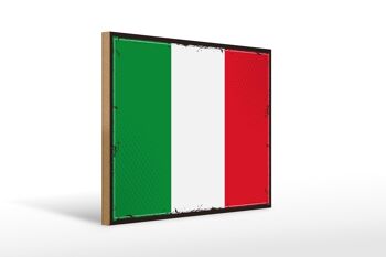Panneau en bois drapeau de l'italie, 40x30cm, drapeau rétro de l'italie, panneau décoratif 1