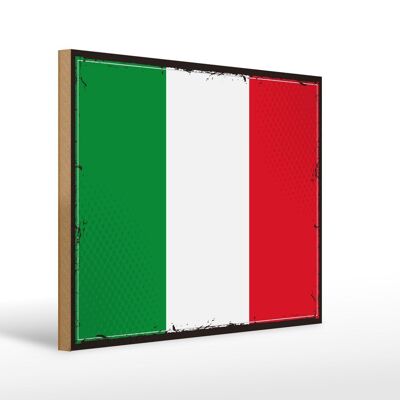 Holzschild Flagge Italiens 40x30cm Retro Flag of Italy Deko Schild