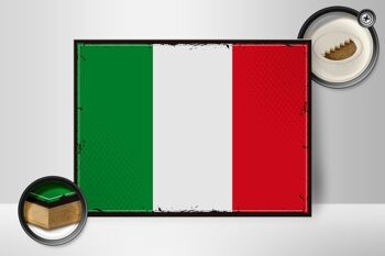 Panneau en bois drapeau de l'italie, 40x30cm, drapeau rétro de l'italie, panneau décoratif 2