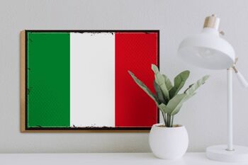 Panneau en bois drapeau de l'italie, 40x30cm, drapeau rétro de l'italie, panneau décoratif 3