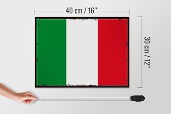 Panneau en bois drapeau de l'italie, 40x30cm, drapeau rétro de l'italie, panneau décoratif 4
