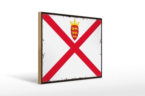 Holzschild Flagge Jerseys 40x30cm Retro Flag of Jersey Deko Schild