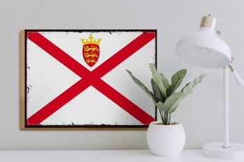 Panneau en bois drapeau de Jersey 40x30cm drapeau rétro de Jersey panneau décoratif 3