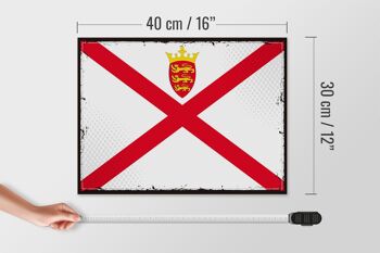 Panneau en bois drapeau de Jersey 40x30cm drapeau rétro de Jersey panneau décoratif 4