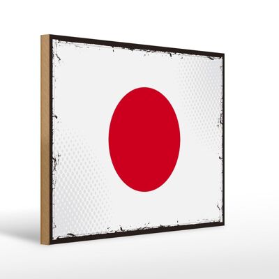 Cartello in legno Bandiera del Giappone 40x30 cm Cartello decorativo con bandiera retrò del Giappone