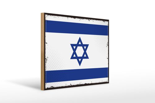 Holzschild Flagge Israels 40x30cm Retro Flag of Israel Deko Schild