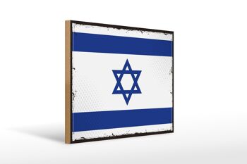 Panneau en bois drapeau d'israël 40x30cm, drapeau rétro d'israël, panneau décoratif 1