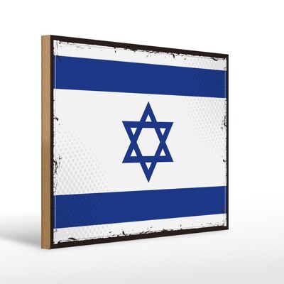 Holzschild Flagge Israels 40x30cm Retro Flag of Israel Deko Schild