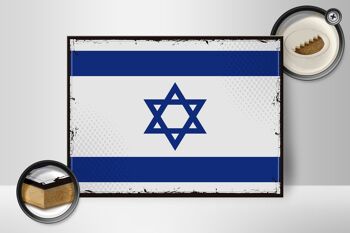 Panneau en bois drapeau d'israël 40x30cm, drapeau rétro d'israël, panneau décoratif 2