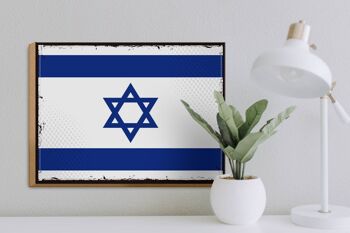 Panneau en bois drapeau d'israël 40x30cm, drapeau rétro d'israël, panneau décoratif 3