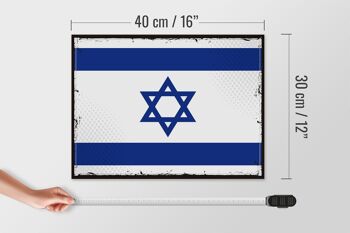 Panneau en bois drapeau d'israël 40x30cm, drapeau rétro d'israël, panneau décoratif 4