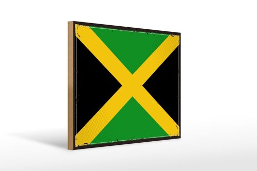 Holzschild Flagge Jamaikas 40x30cm Retro Flag of Jamaica Schild