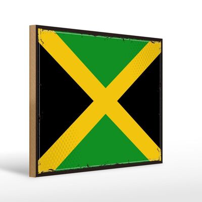 Holzschild Flagge Jamaikas 40x30cm Retro Flag of Jamaica Schild