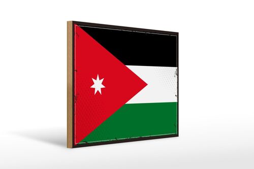 Holzschild Flagge Jordaniens 40x30cm Retro Flag of Jordan Schild