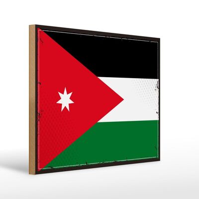 Holzschild Flagge Jordaniens 40x30cm Retro Flag of Jordan Schild