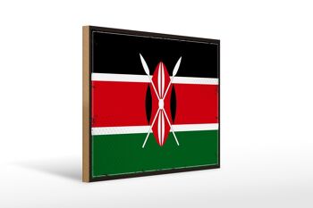 Panneau en bois drapeau du Kenya 40x30cm, drapeau rétro du Kenya, panneau décoratif 1