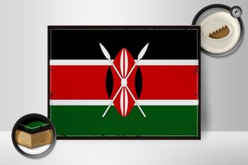 Panneau en bois drapeau du Kenya 40x30cm, drapeau rétro du Kenya, panneau décoratif 2