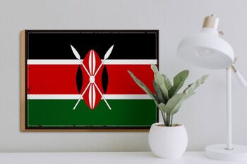 Panneau en bois drapeau du Kenya 40x30cm, drapeau rétro du Kenya, panneau décoratif 3