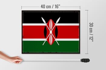 Panneau en bois drapeau du Kenya 40x30cm, drapeau rétro du Kenya, panneau décoratif 4
