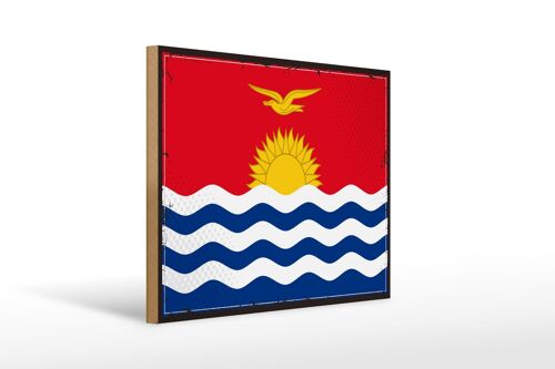 Holzschild Flagge Kiribatis 40x30cm Retro Flag of Kiribati Schild