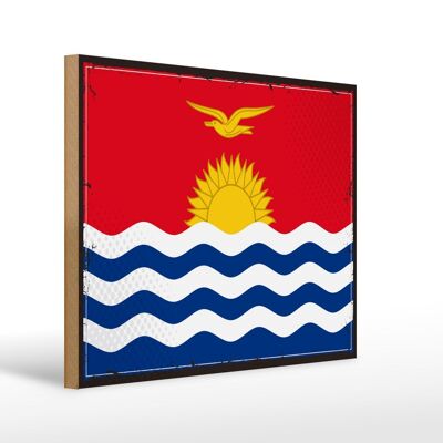 Holzschild Flagge Kiribatis 40x30cm Retro Flag of Kiribati Schild