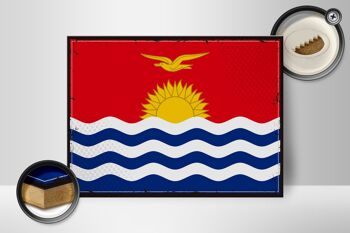 Panneau en bois drapeau de Kiribati 40x30cm Rétro drapeau de Kiribati signe 2
