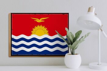 Panneau en bois drapeau de Kiribati 40x30cm Rétro drapeau de Kiribati signe 3