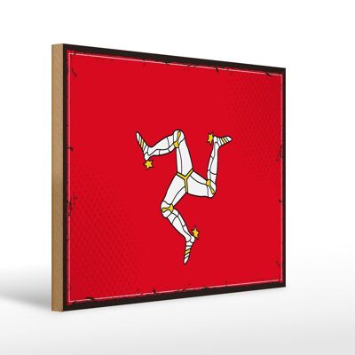 Cartello in legno bandiera Isola di Man 40x30 cm Insegna decorativa retrò dell'Isola di Man