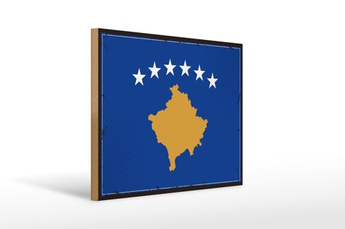Holzschild Flagge Kosovo 40x30cm Retro Flag of Kosovo Deko Schild