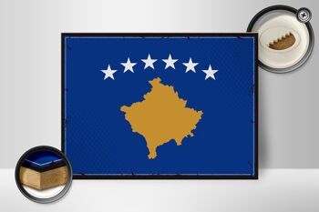 Panneau en bois drapeau Kosovo 40x30cm drapeau rétro du Kosovo signe décoratif 2