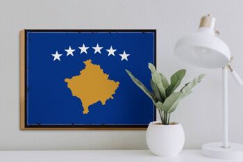 Panneau en bois drapeau Kosovo 40x30cm drapeau rétro du Kosovo signe décoratif 3