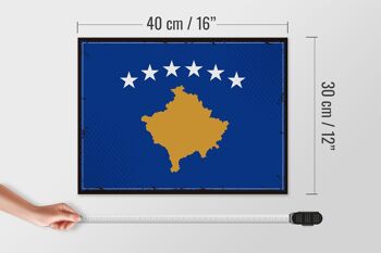 Panneau en bois drapeau Kosovo 40x30cm drapeau rétro du Kosovo signe décoratif 4