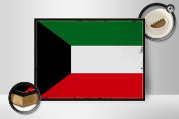 Panneau en bois drapeau du Koweït, 40x30cm, drapeau rétro du Koweït, panneau décoratif 2