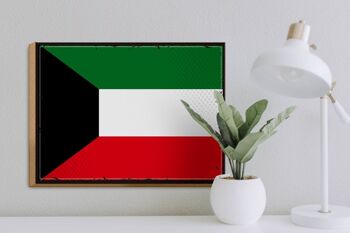 Panneau en bois drapeau du Koweït, 40x30cm, drapeau rétro du Koweït, panneau décoratif 3